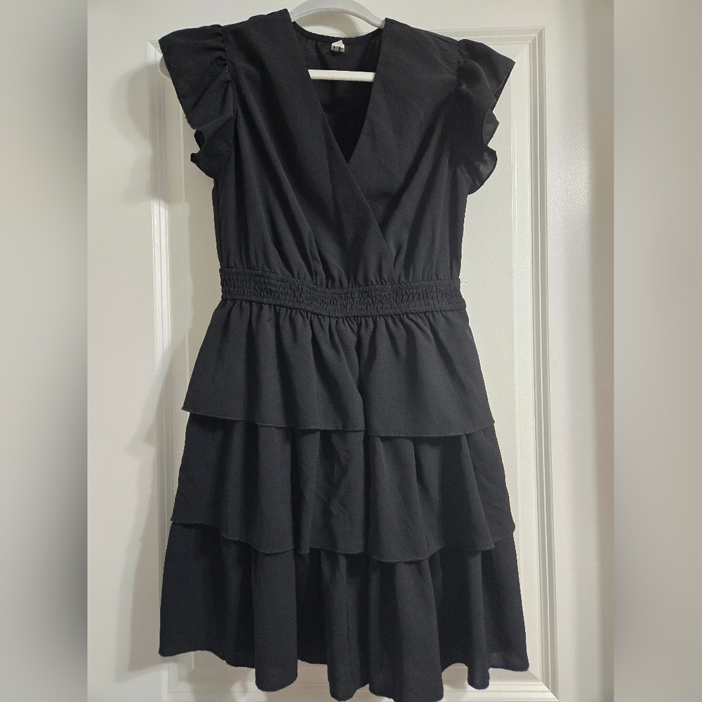 NWOT Fun Black Ruffle Dress